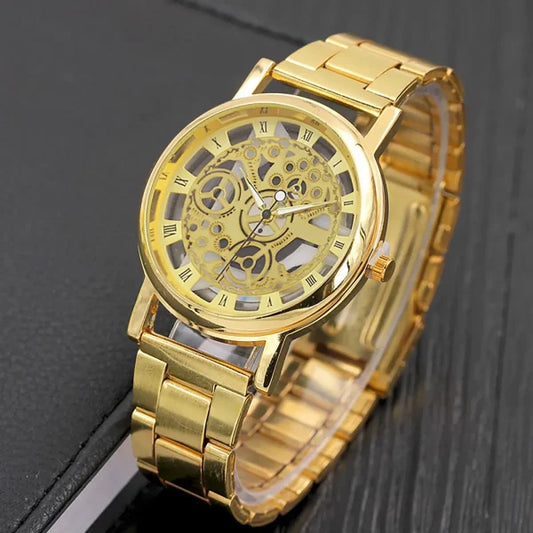 Luxury Analog Skeleton Stainless Steel Watch (Without Box)